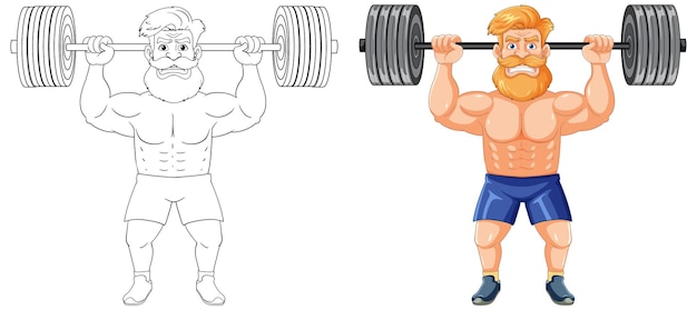 Free Vector muscular hipster man lifting weights