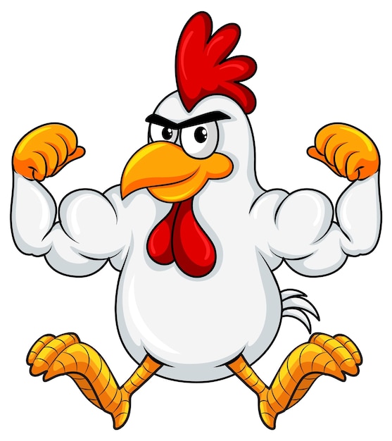 Free vector muscular rooster cartoon character