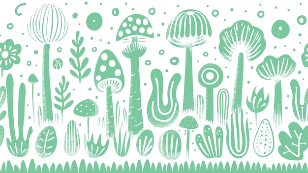 Free Vector mushroom seamless pattern