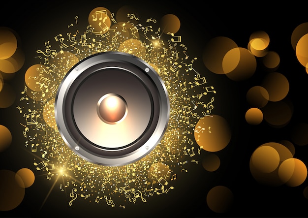 Free Vector music background with speaker and music notes 