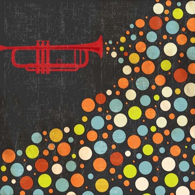 Free Vector music background with trumpet and balls