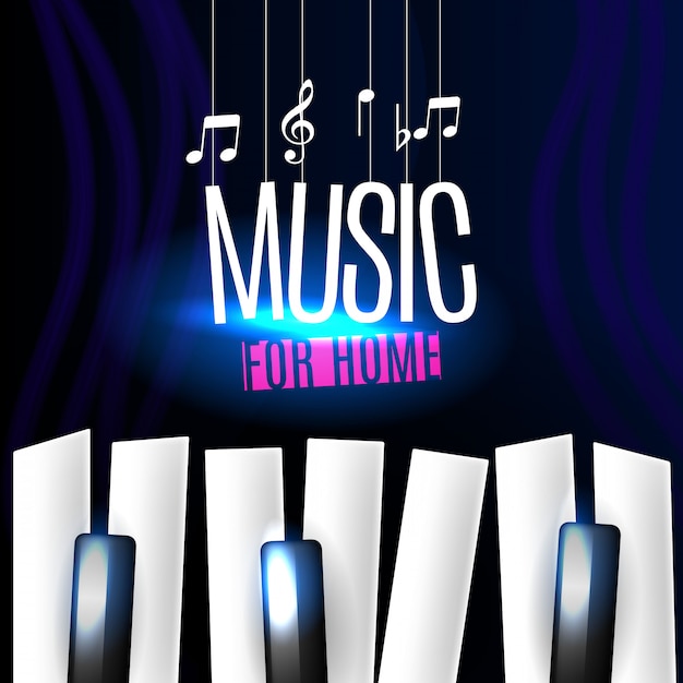 Music banner with piano keys