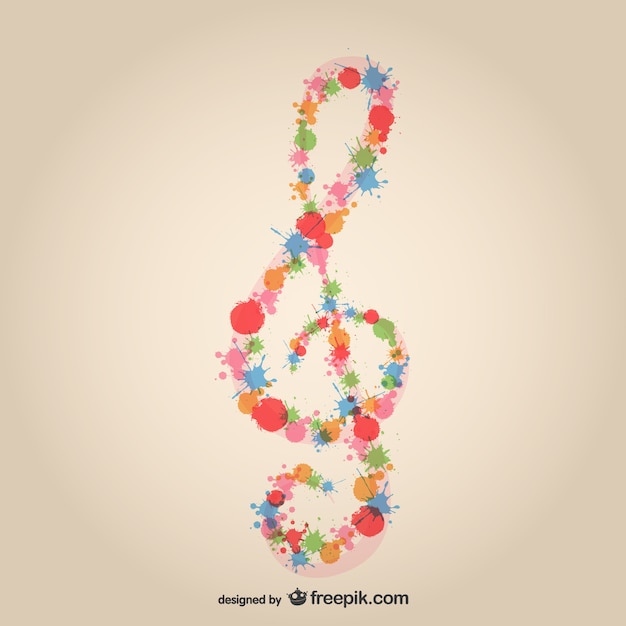 Music clef splatter design 