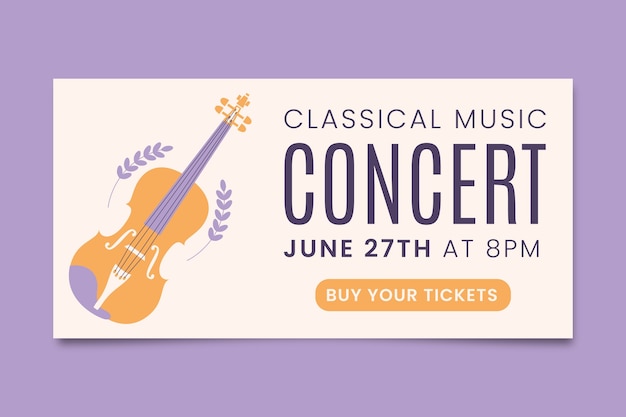 Music concert rectangle banner template design