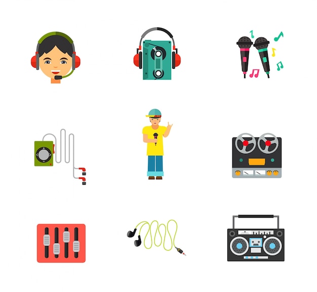 Music equipment icon set