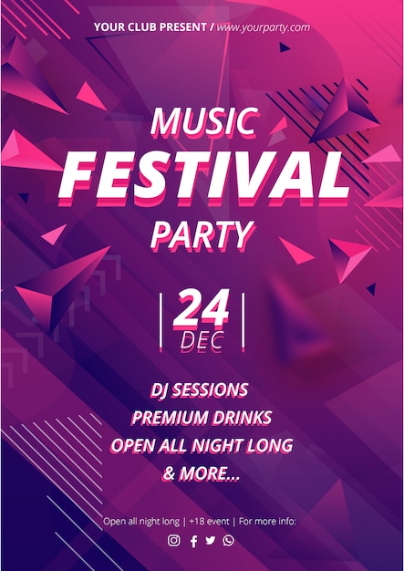 Music Event Poser Template with Abstract Shapes