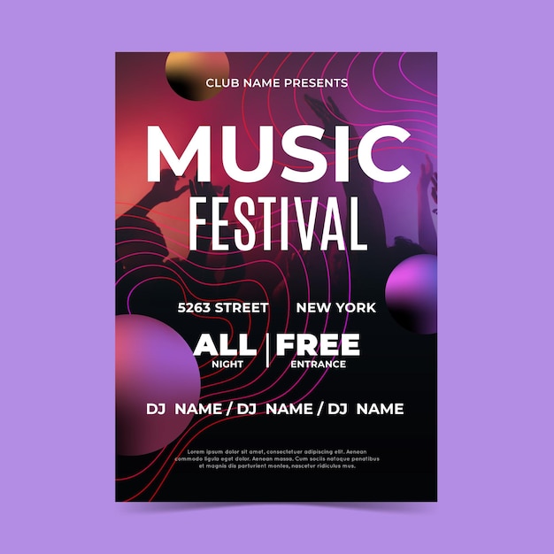 Free Vector music event poster with photo