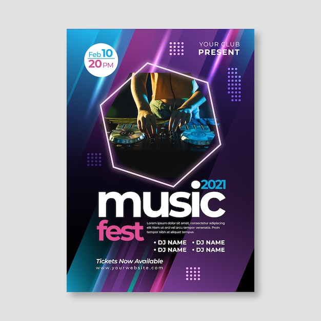 Music event poster with photo