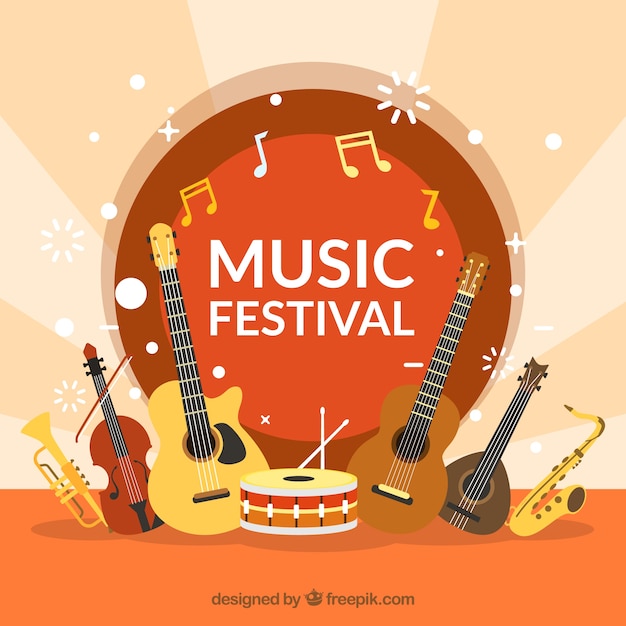 Music festival background in flat design