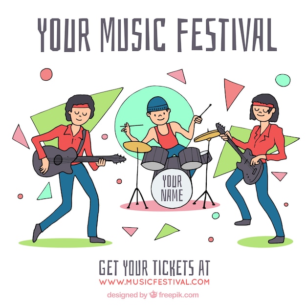 Free Vector music festival background with band playing