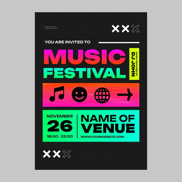 Music festival invitation template design