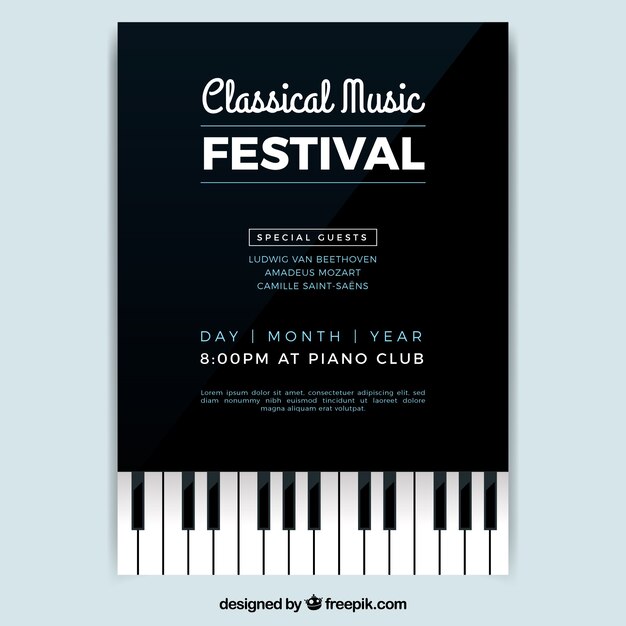 Music festival poster in flat style