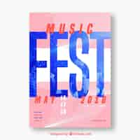 Free vector music festival poster in flat style