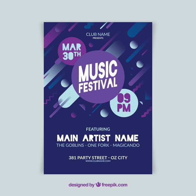 Music festival poster in flat style