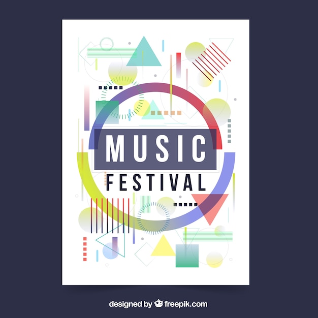 Music festival poster in flat style