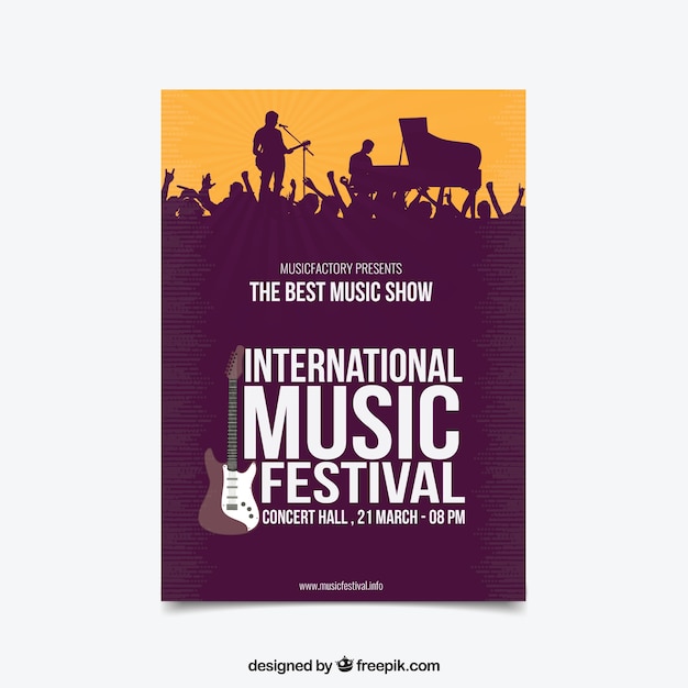 Music festival poster in flat style