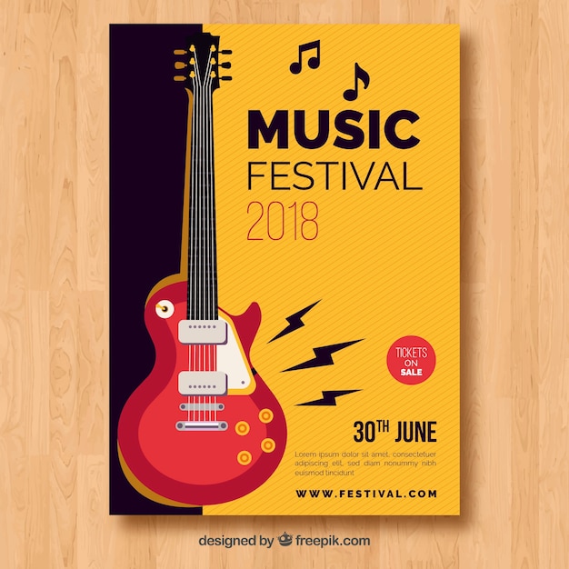 Music festival poster in flat style