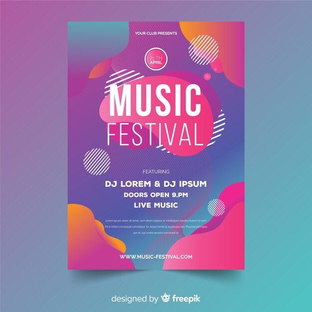 Music festival poster template with liquid effect