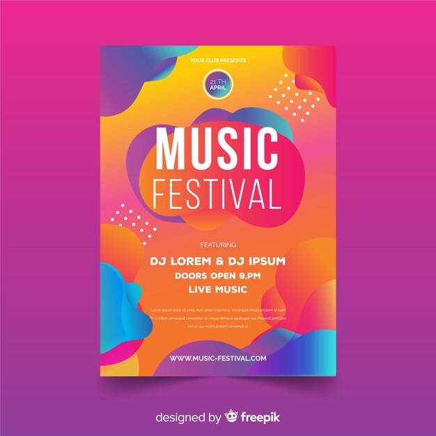 Music festival poster template with liquid effect