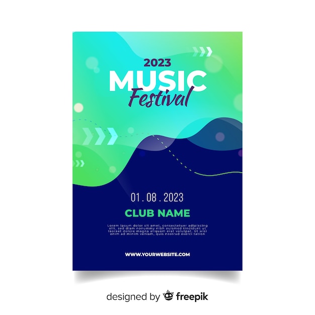 Music festival poster template with liquid effect