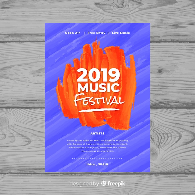 Free vector music festival poster template