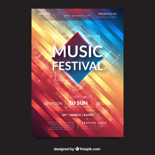 Music festival poster with abstract shapes