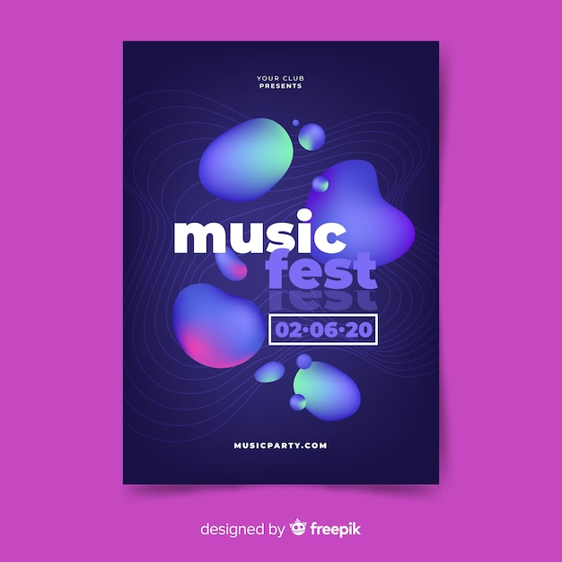 Music festival poster with liquid effect