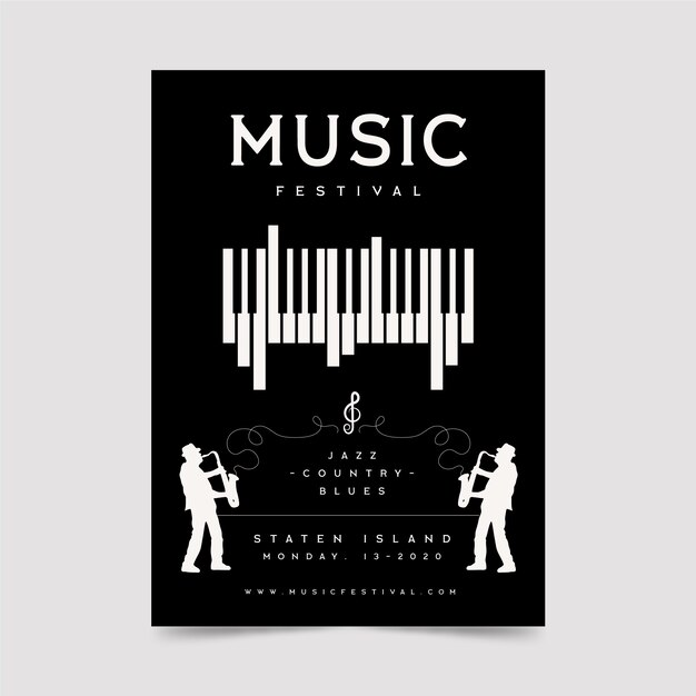 Music festival poster with piano