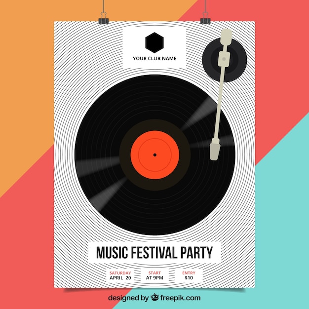 Music festival poster with vinyl