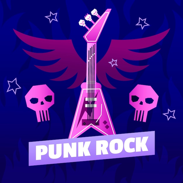 Free Vector music gradient punk rock illustration