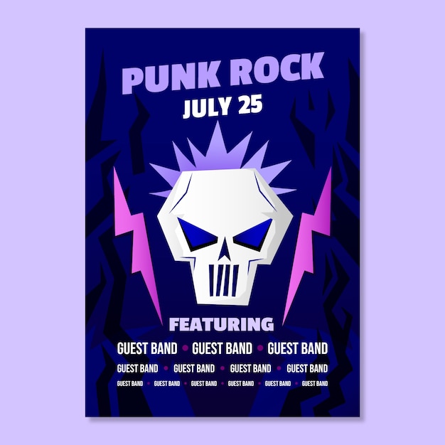 Free vector music gradient punk rock poster