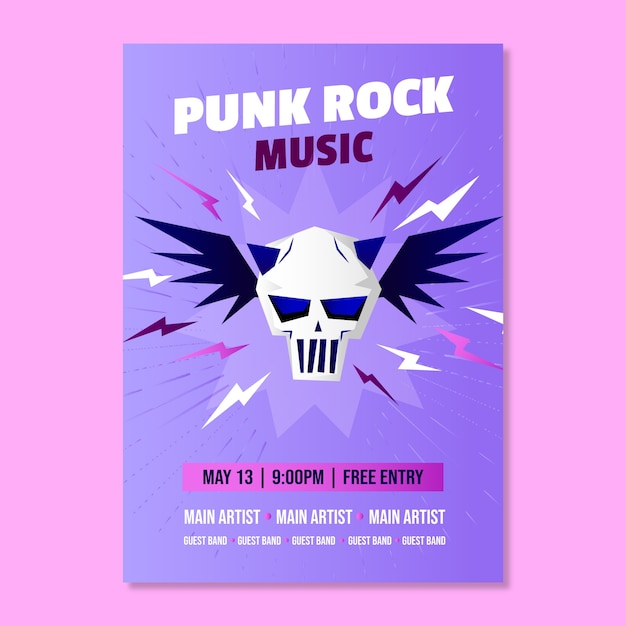 Free Vector music gradient punk rock poster