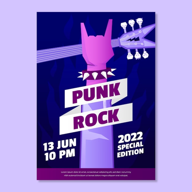 Music gradient punk rock poster