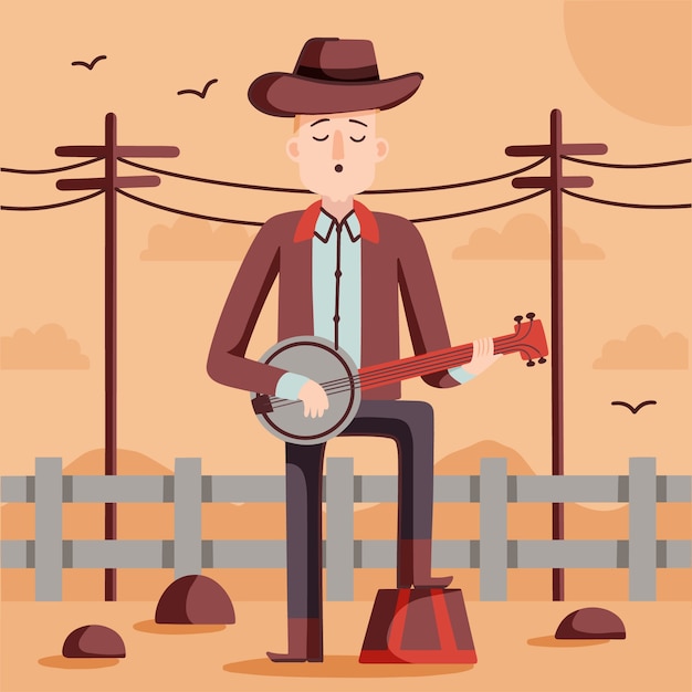 Free Vector music hand drawn flat country music illustration