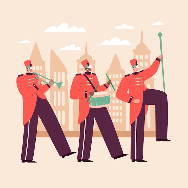 Free Vector music hand drawn flat marching band illustration