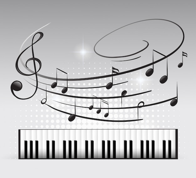 Free vector music keyboard and note