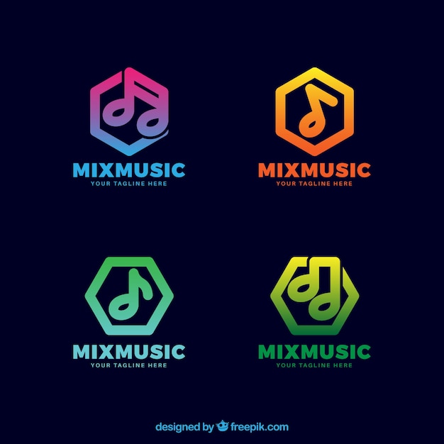 Free vector music logo collection with gradient style