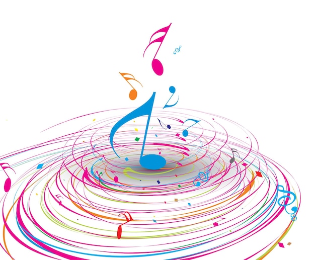 Music Note with Wave Line Design Background