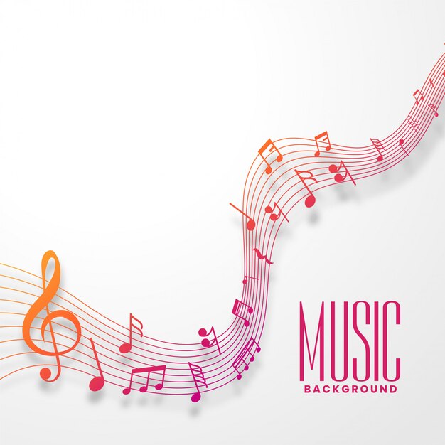 Music notes line wave in colorful style design