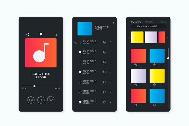 Music player app interface collection