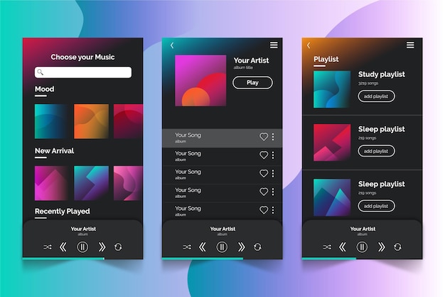 Music player app interface concept