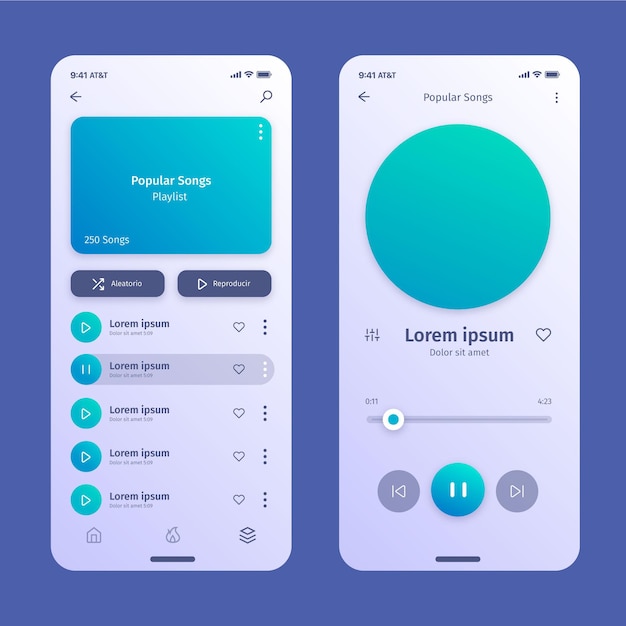 Music player app interface concept