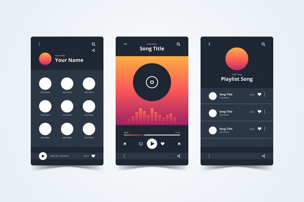 Music player app interface on smartphone