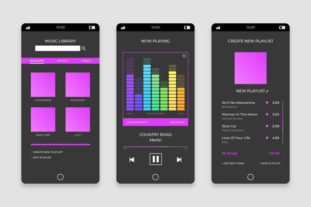 Music player app interface