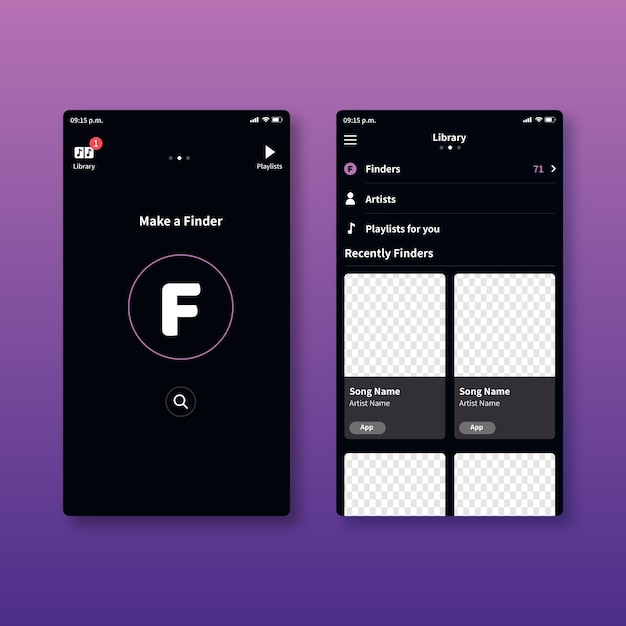 Music player app interface