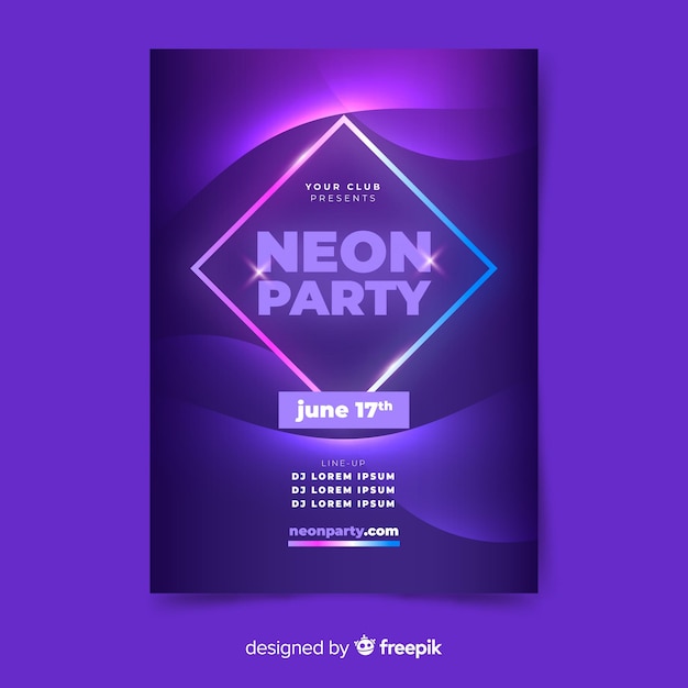 Music poster template in neon style