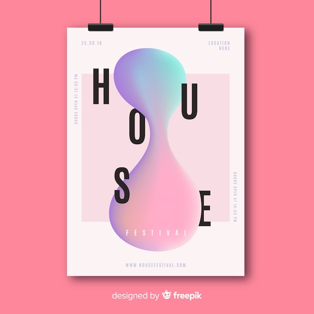 Music poster template with liquid effect