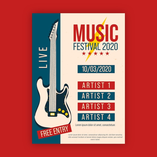 Music poster with electric guitar