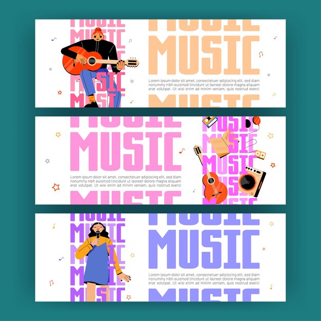 Music posters with singer and musician with guitar