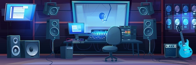 Free Vector music record studio interior